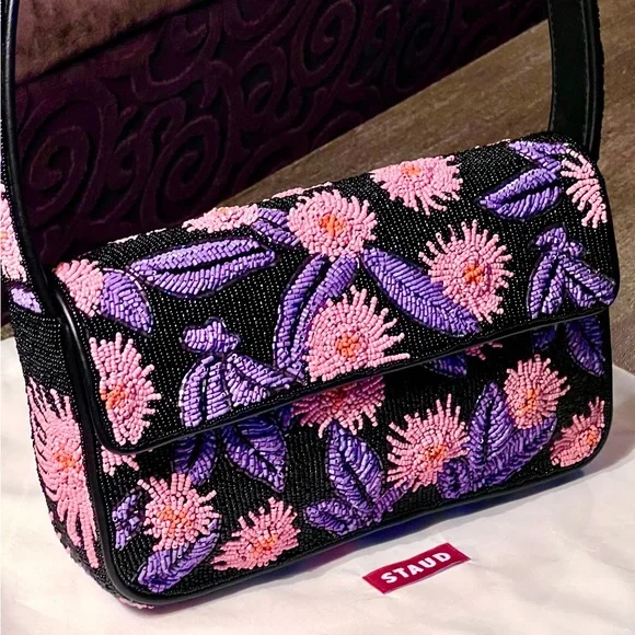 🌺🎉HP🎉🌺 NWOT Staud Tommy Beaded Shoulder Bag Quartz Acid 🌟RARE FIND🌟 - Picture 4 of 16